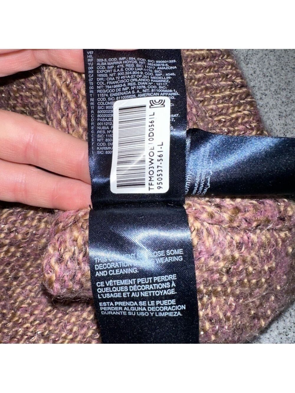 Tommy Hilfiger Gold Thread Mohair Sweater Shimmer Knit Winter Women’s L Heavy - Picture 14 of 16